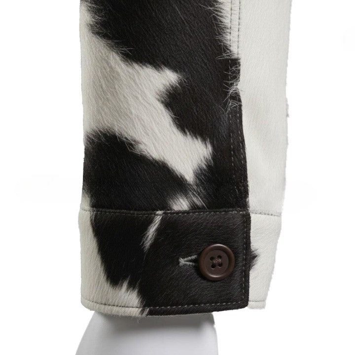 Men’s Designer Cowhide Patch Jacket – Unique Western Street Style