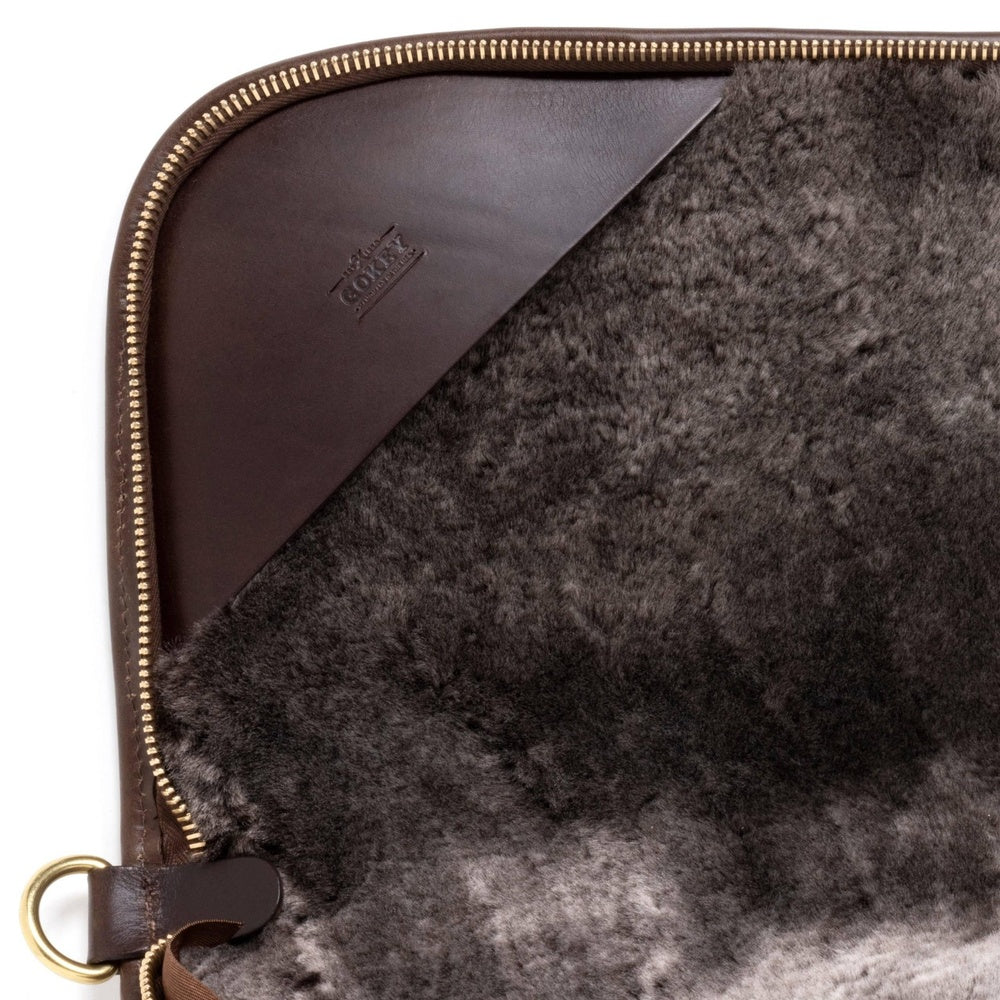 Dark Brown Leather Hunting Shotgun Case  Padded Sleeve