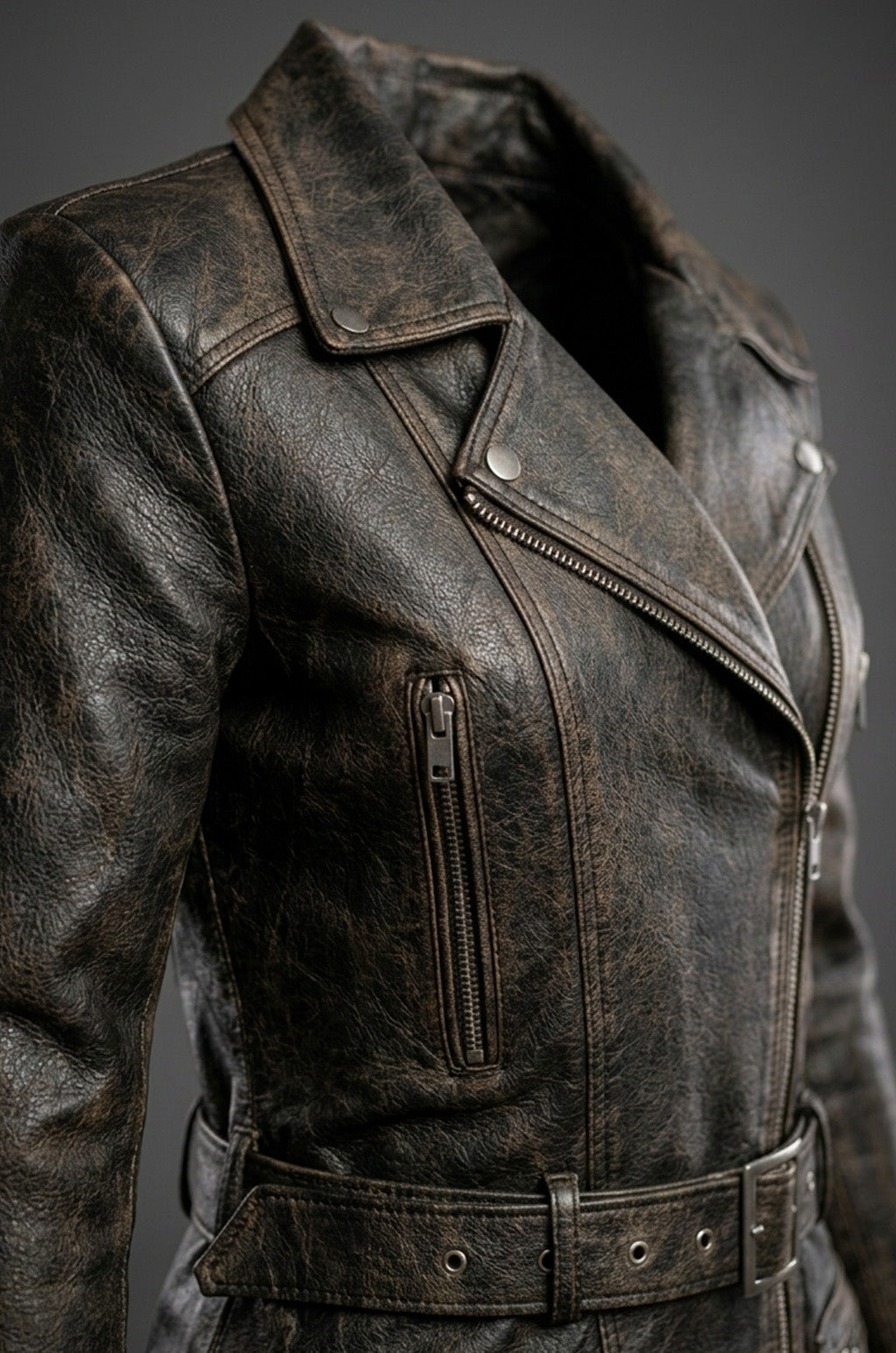 WLJ12 Vintage Women Cafe Racer Black Distressed Biker Real Leather Motorcycle Jacket