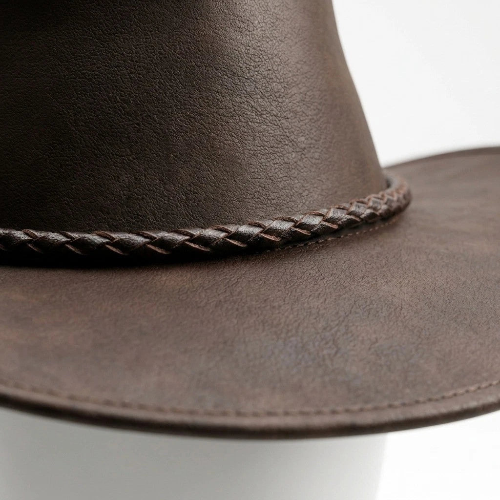 Australian Style Cowboy Hat Genuine Leather Top Quality Western Leather Hat