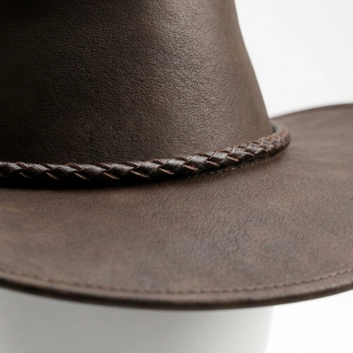 Australian Style Cowboy Hat Genuine Leather Top Quality Western Leather Hat