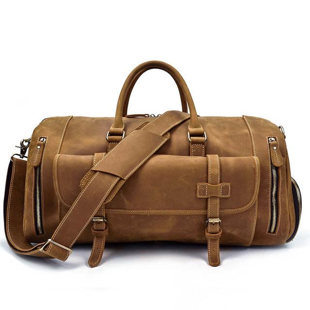 The Weekender  Handmade Leather Duffle Bag brown and dark brown