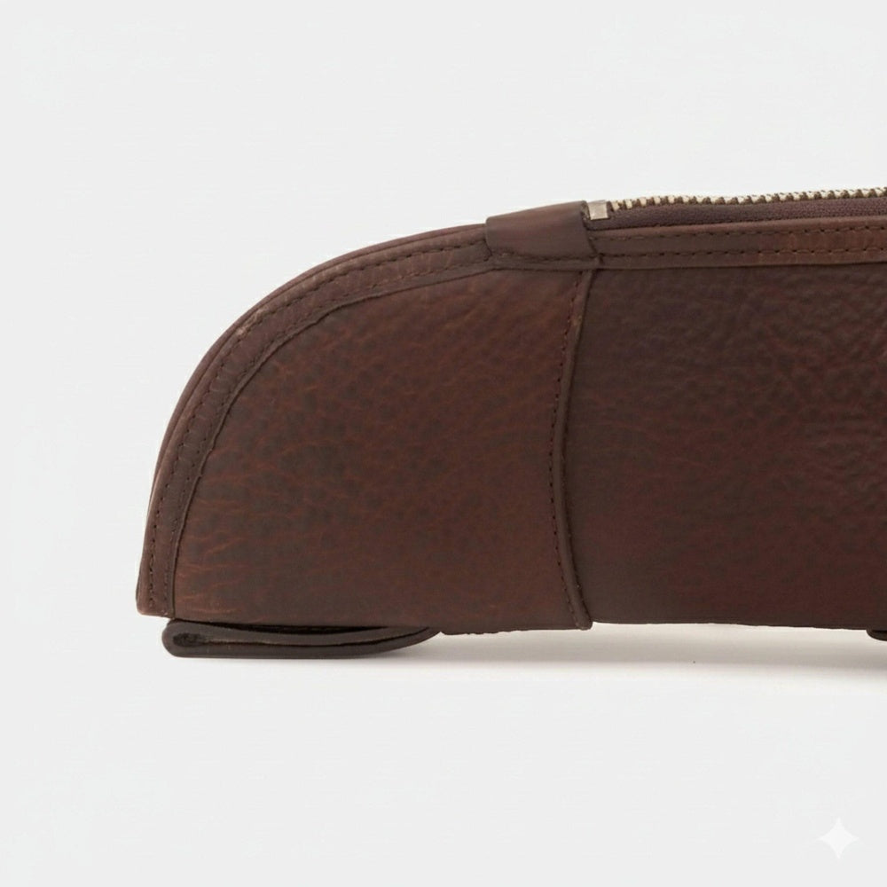 Premium Dark Brown Leather Rifle Case  Heavy Duty Padded Design