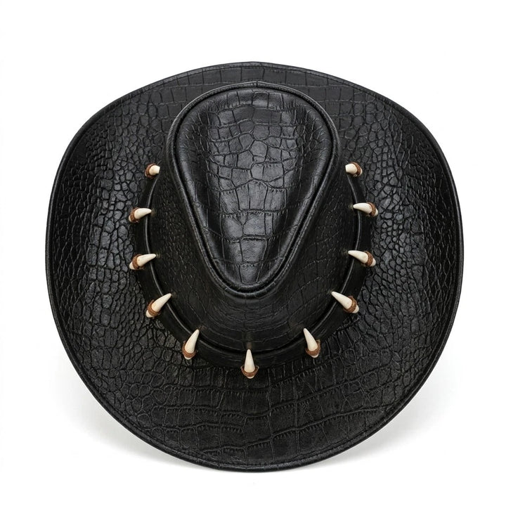 NEWHYPEINTERNATIONAL Black Crocodile Texture Cowboy Hat Western Gothic Costume