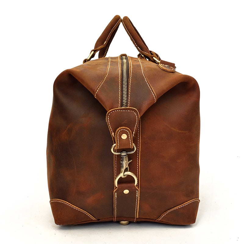 Duffle Bag  Vintage Leather Weekender brown and dark brown