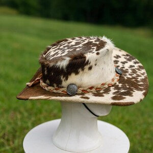 Handmade Cowhide Leather Top Hat Steampunk Western Cosplay Accessory