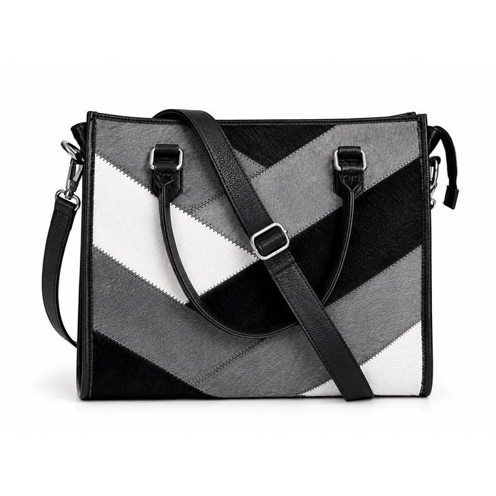 Cow Hairon Leather Tote Bag Western Patchwork Bohemian Handbag