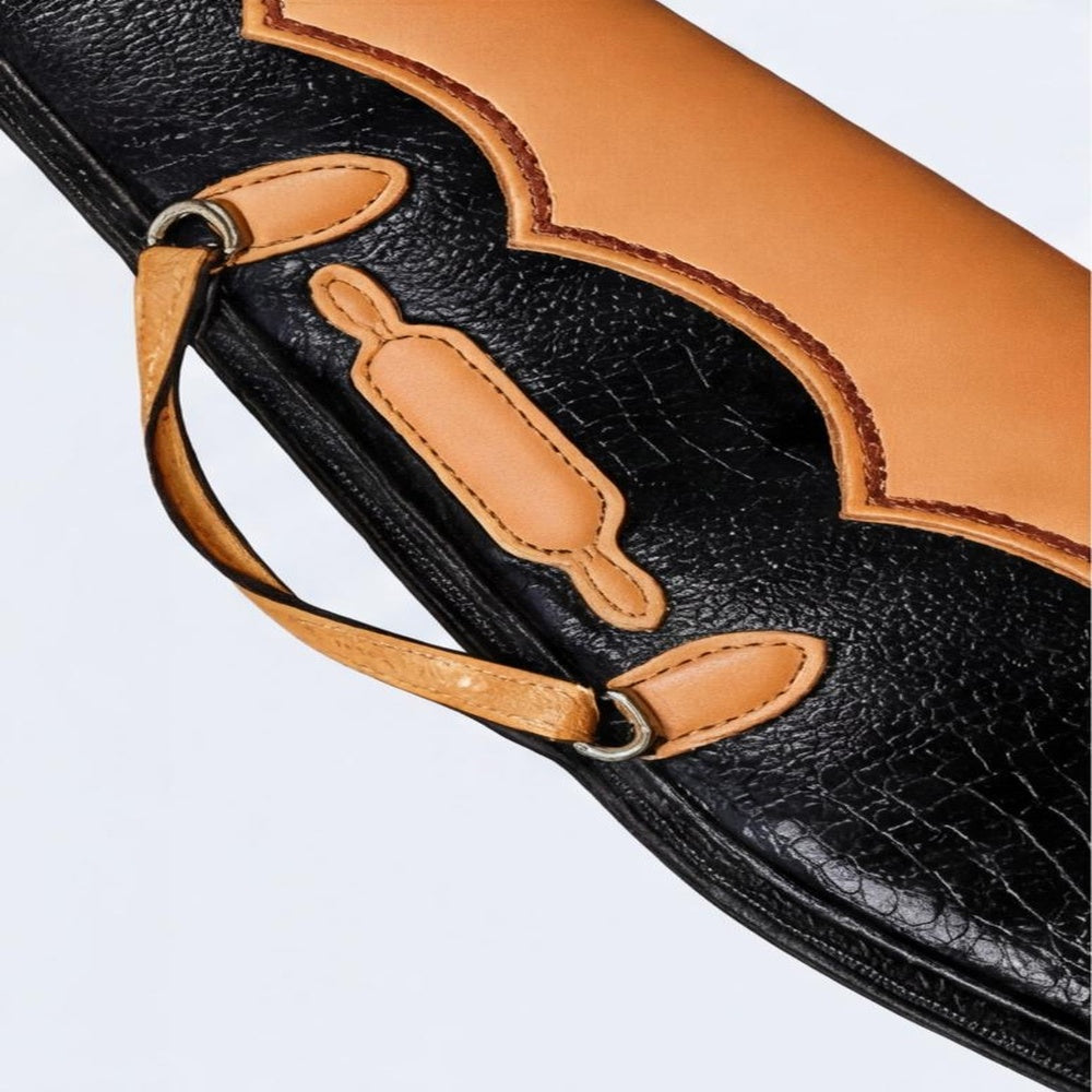 Embossed Elephant Print Leather Rifle Case  Padded Hunting Sleeve