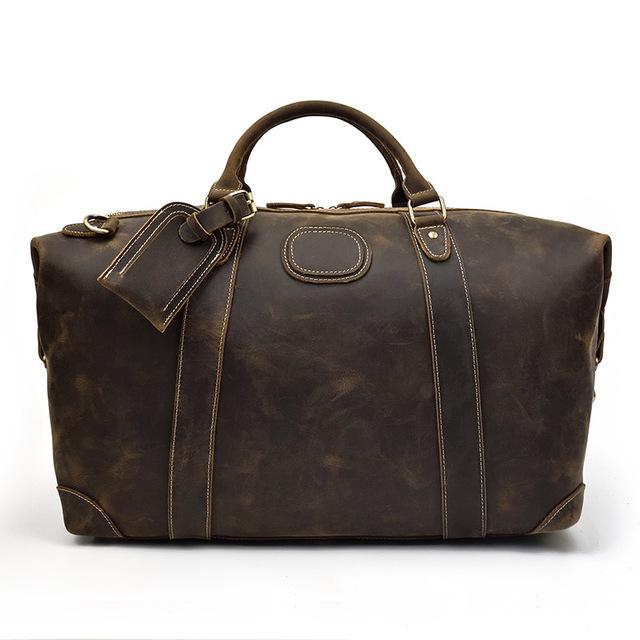 Genuine Leather Vintage Travel Bag – Durable Weekend Duffel