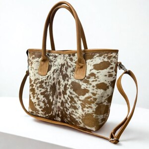 Real Hair on Cowhide Leather Handbag Rustic Western Shoulder Tote Purse Christmas Gift for Her