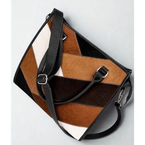 Cow Hair On Leather Tote  Western Patchwork Bohemian Shoulder Handbag