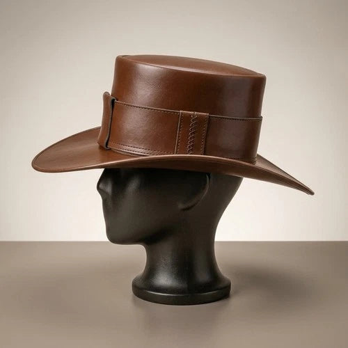 Brown Western Cowboy Hat Mens Womens Wide Brim Vintage Country Ranch Costume