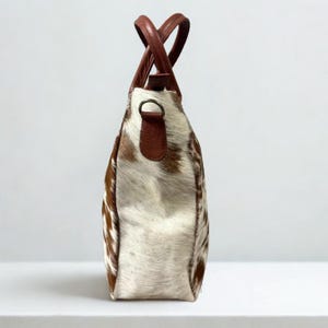 Cowhide Tote Bag Genuine Hair on Leather Western Shoulder Purse Handmade Boho Bag for Her