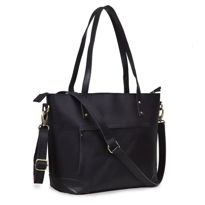marilyn buffalo leather tote bag-black