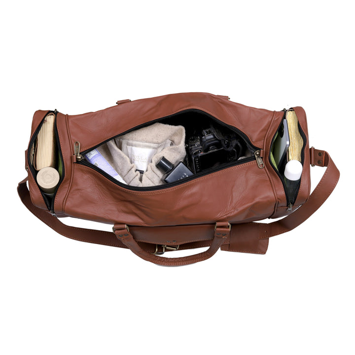Classic Leather Duffel Bag  Genuine Full Grain Leather Travel Bag