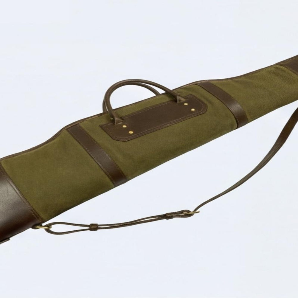 Classic Green Canvas  Leather Rifle Case  Padded Hunting Sleeve