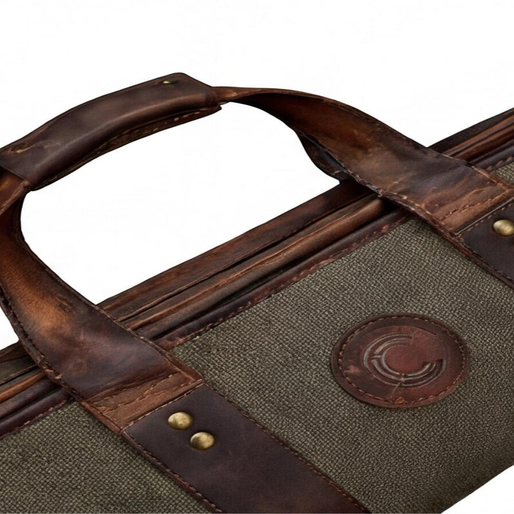 Canvas  Leather Scoped Takedown Rifle Case  Padded Hunting Sleeve