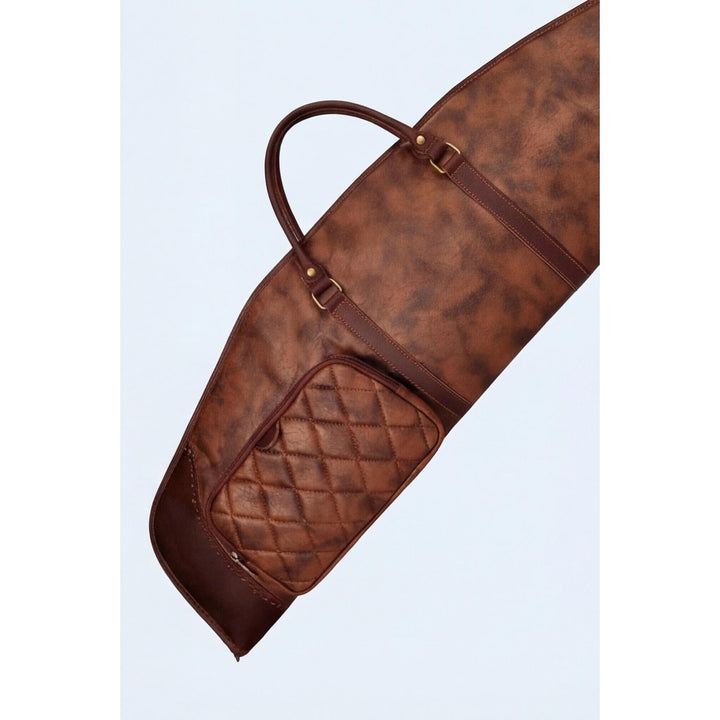 Full Grain Leather Rifle Case  Premium Padded Hunting Sleeve