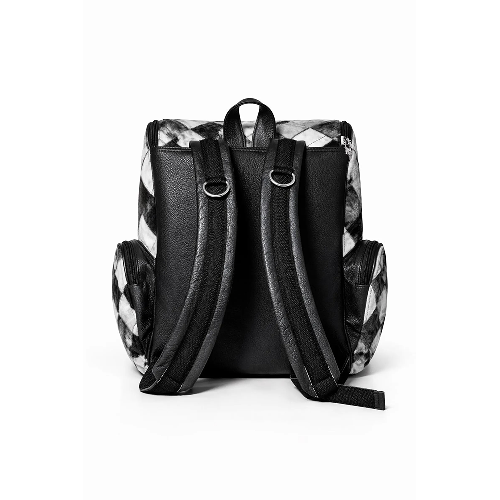 Handmade Cowhide Hairon Backpack  Diamond Patchwork Leather Rucksack.8