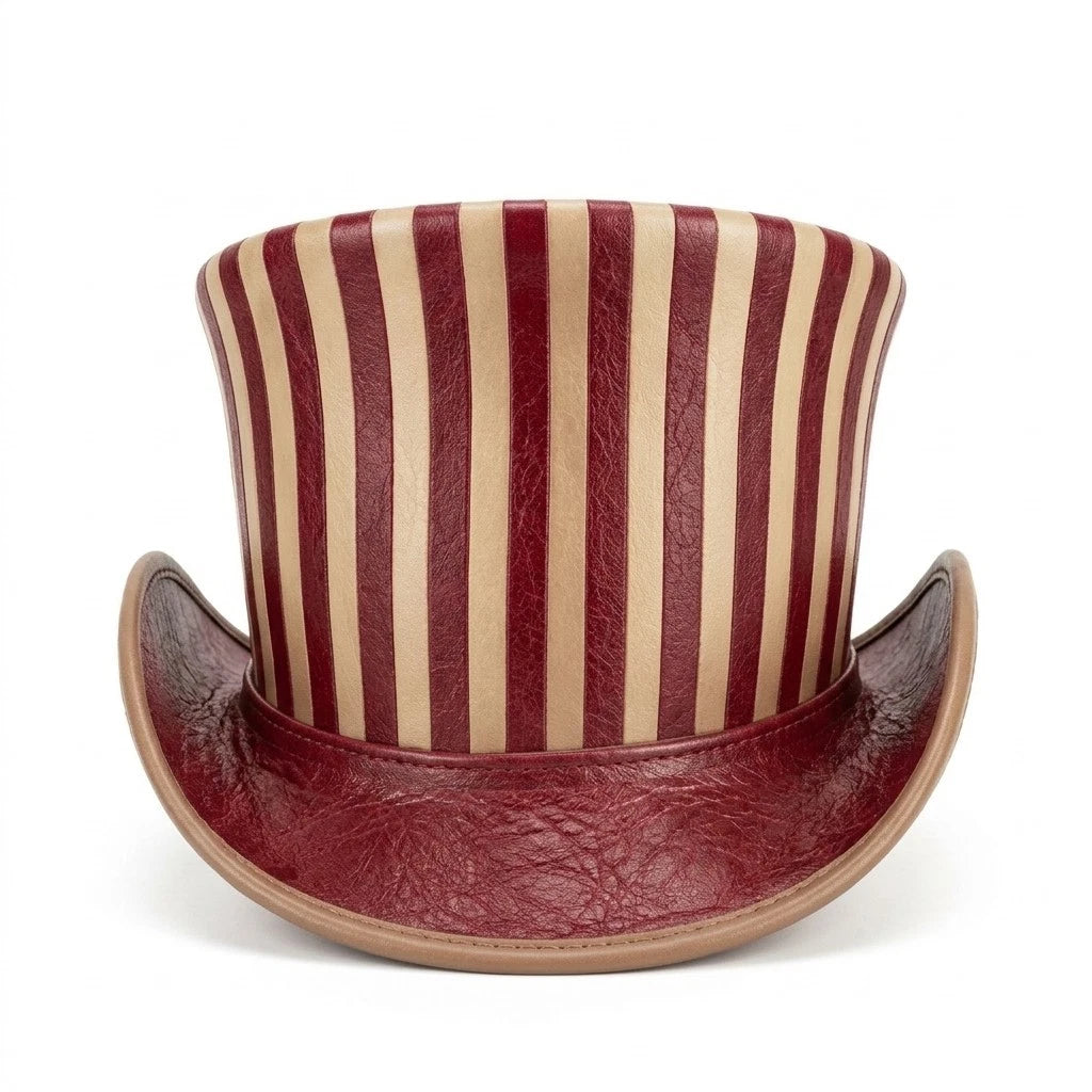 NEWHYPEINTERNATIONAL Victorian Steampunk Burgundy Stripe Top Hat Costume Hat