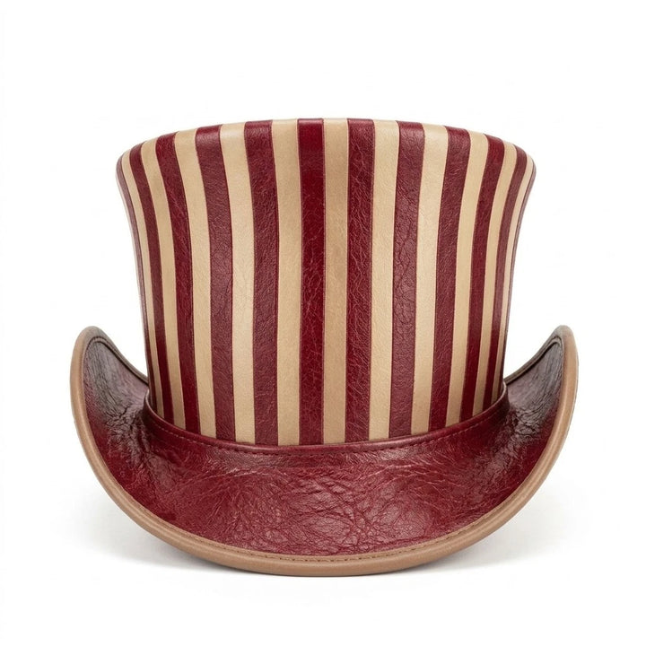 NEWHYPEINTERNATIONAL Victorian Steampunk Burgundy Stripe Top Hat Costume Hat