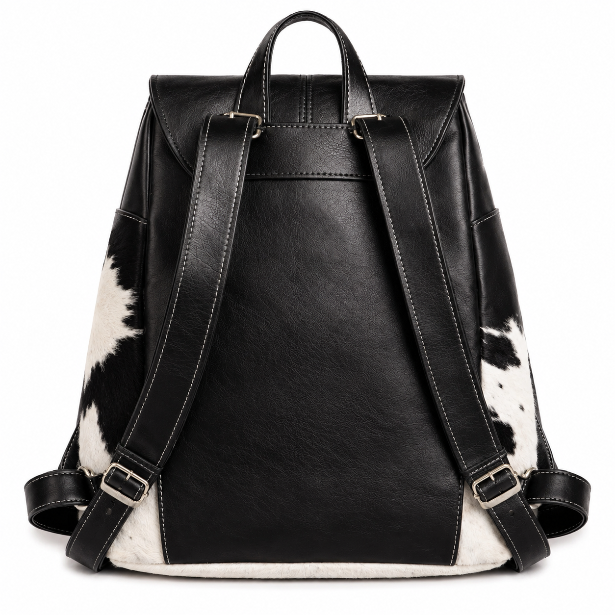 Handmade Tan & White Cow Hairon Leather Backpack  Rustic Chic Unique Everyday Use Bag