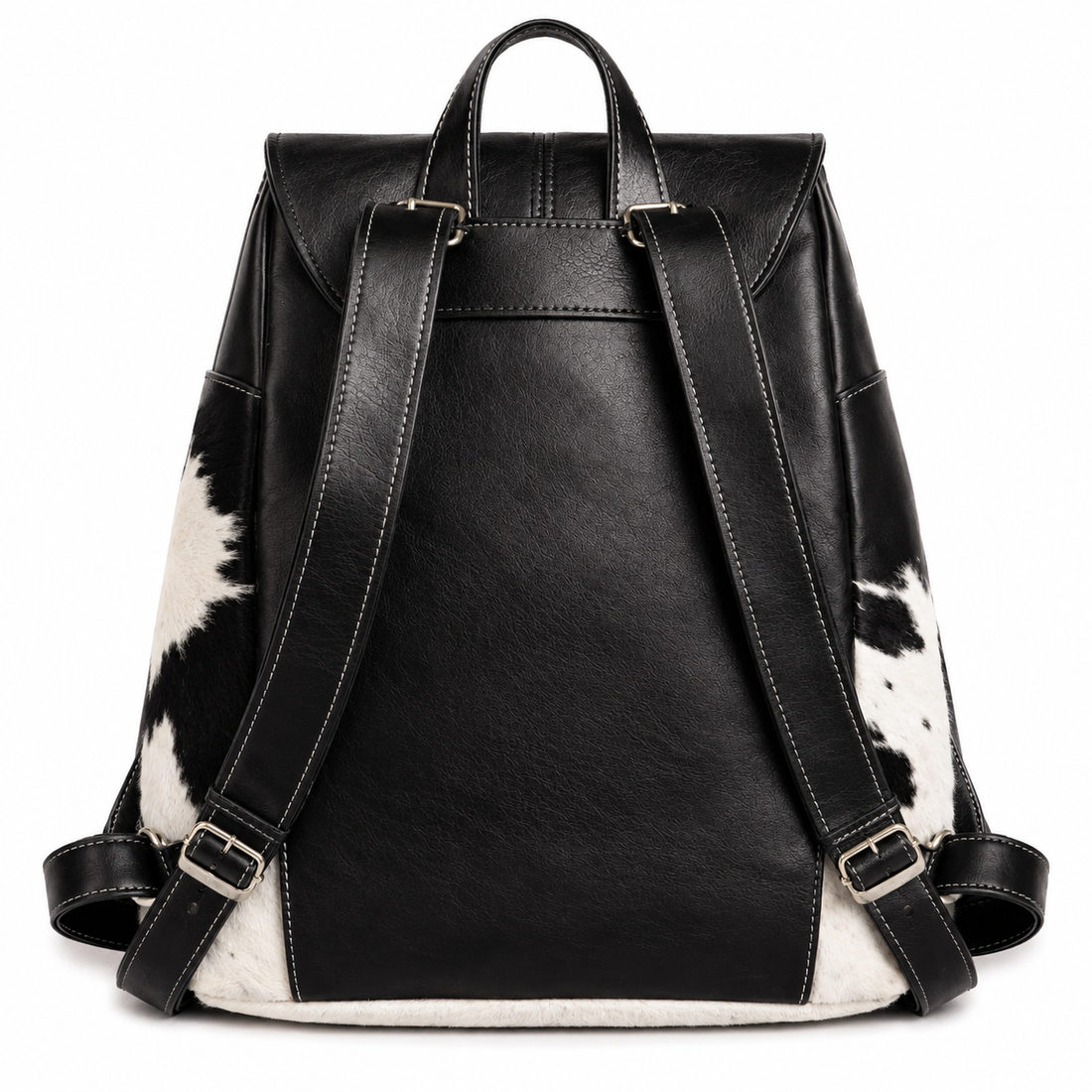 Handmade Tan & White Cow Hairon Leather Backpack  Rustic Chic Unique Everyday Use Bag