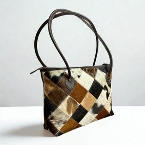 Hair On Cowhide Tote Bag Handmade Leather Shoulder Bag