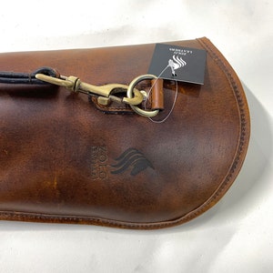 Western Rifle Scabbard  31 to 44 Brown Ombre Leather Scabbard Cover with Fur Lining Carrying Handle Ammo Pockets and Adjustable Strap