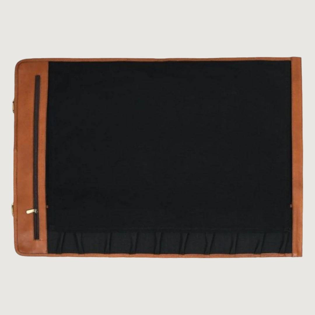 Stretchable Leather Knife Roll With Detachable Shoulder Strap