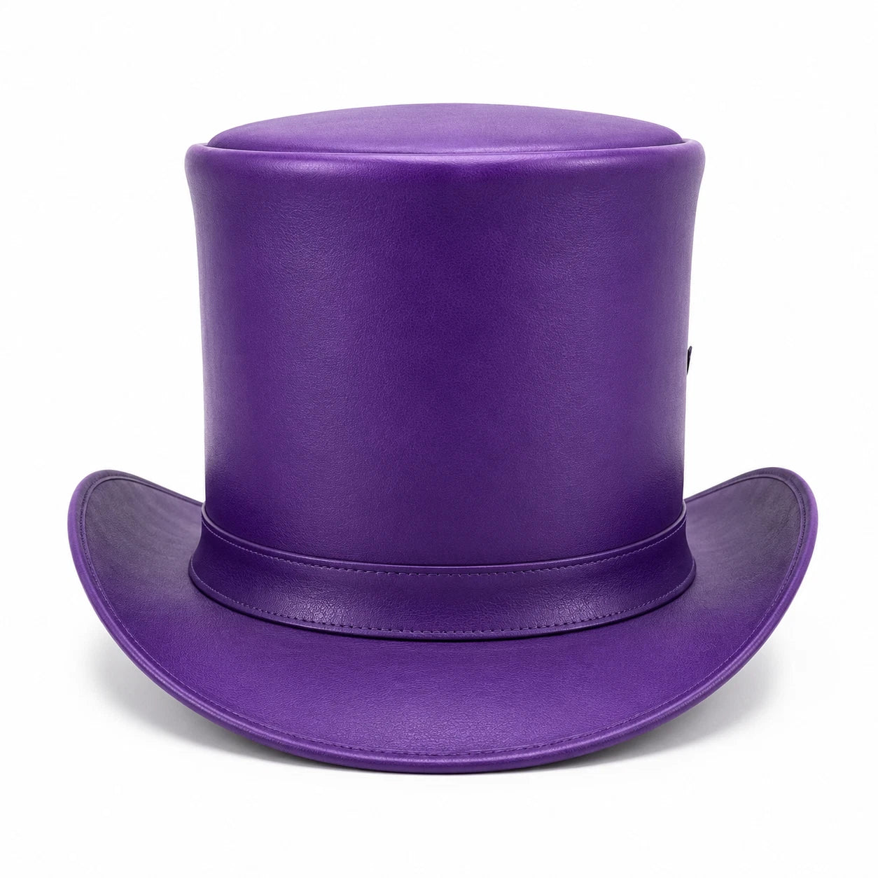 Purple Genuine Leather Top Hat Steampunk Gothic Victorian Mad Hatter Feather