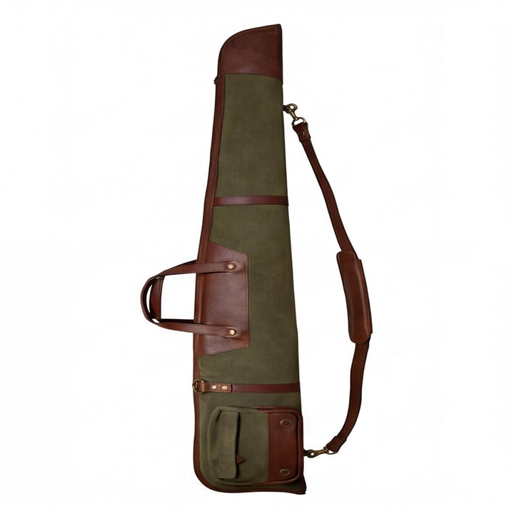 Waxed Canvas  Leather Shotgun Case with Brass Zipper