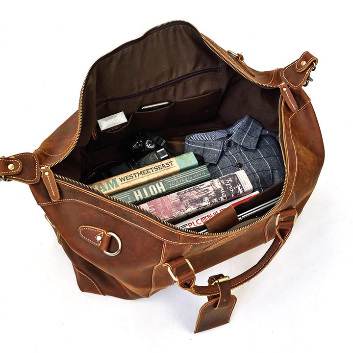The Wainwright Weekender  Round Vintage Leather Weekender