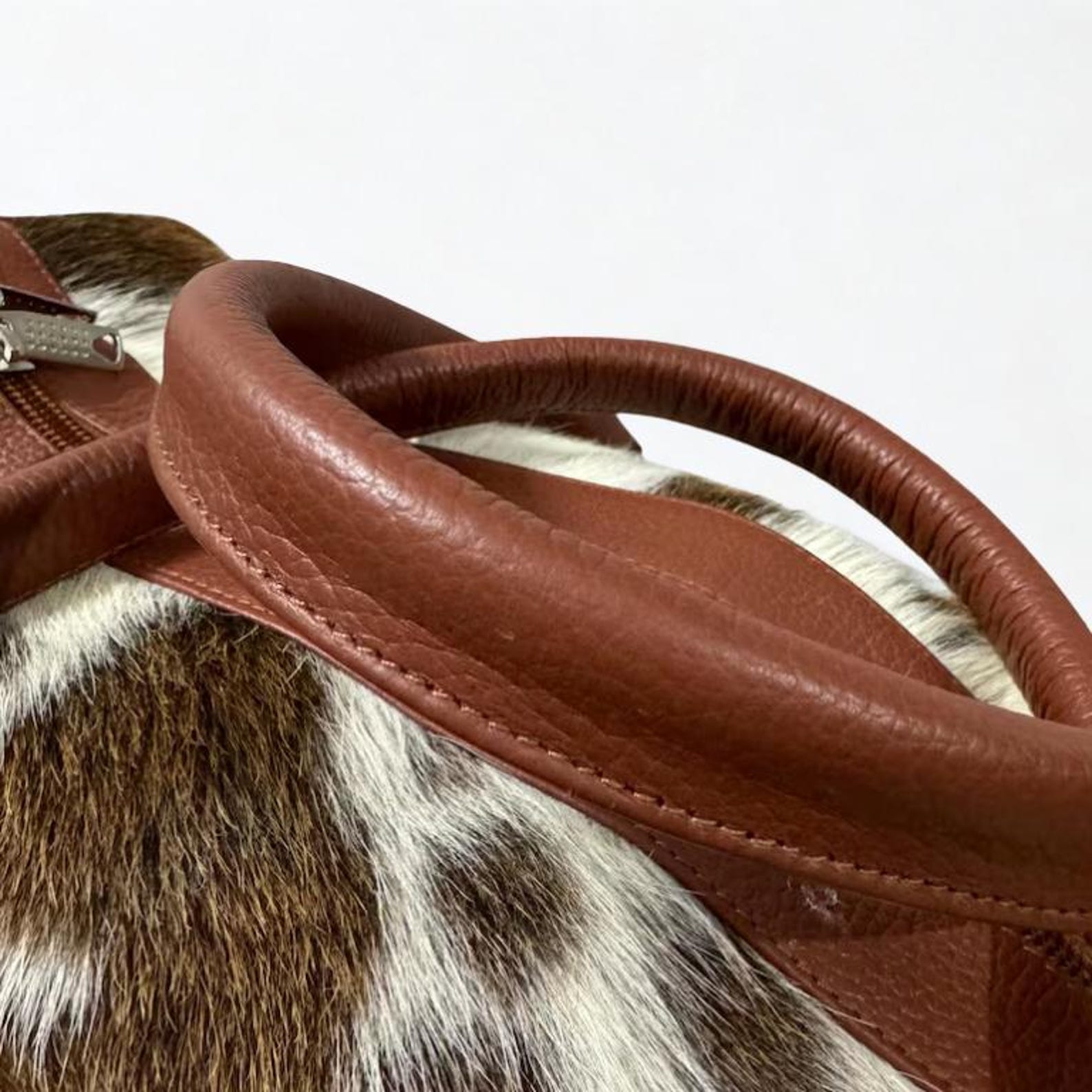 Cowhide Duffle Bag Genuine Hair on Hide Leather Western Travel Duffel Overnight Holdall Gift