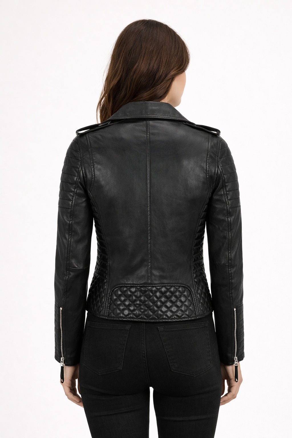 WLJ06 Classic Biker Fashion Womens Black Jacket Real Leather Biker Ladies Jacket 2260