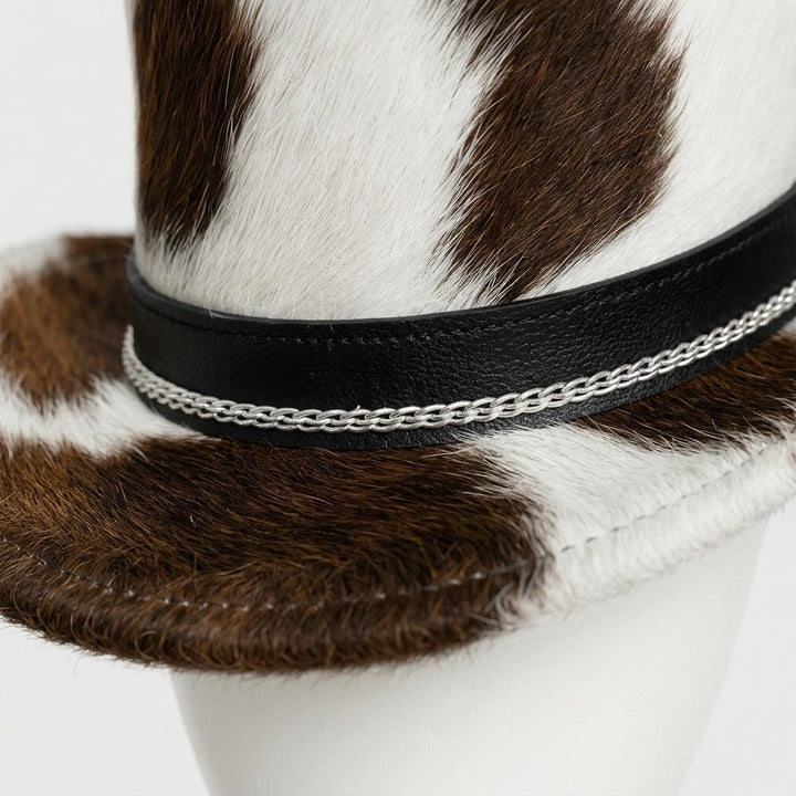 Genuine Cowhide Leather Cowboy Hat Hair On Hide Western Wide Brim Unisex
