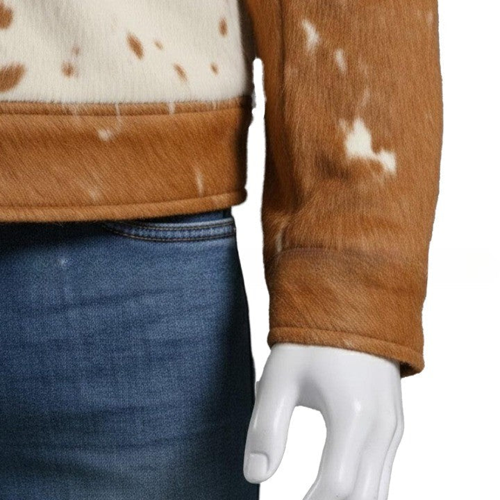 Mens Hair On Cowhide Trucker Jacket  Western Style Leather Coat