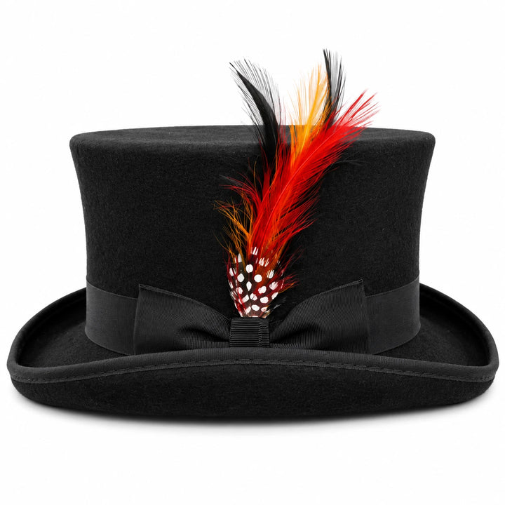 Black Felt Top Hat Removable Feather Steampunk Victorian Gothic Costume Men