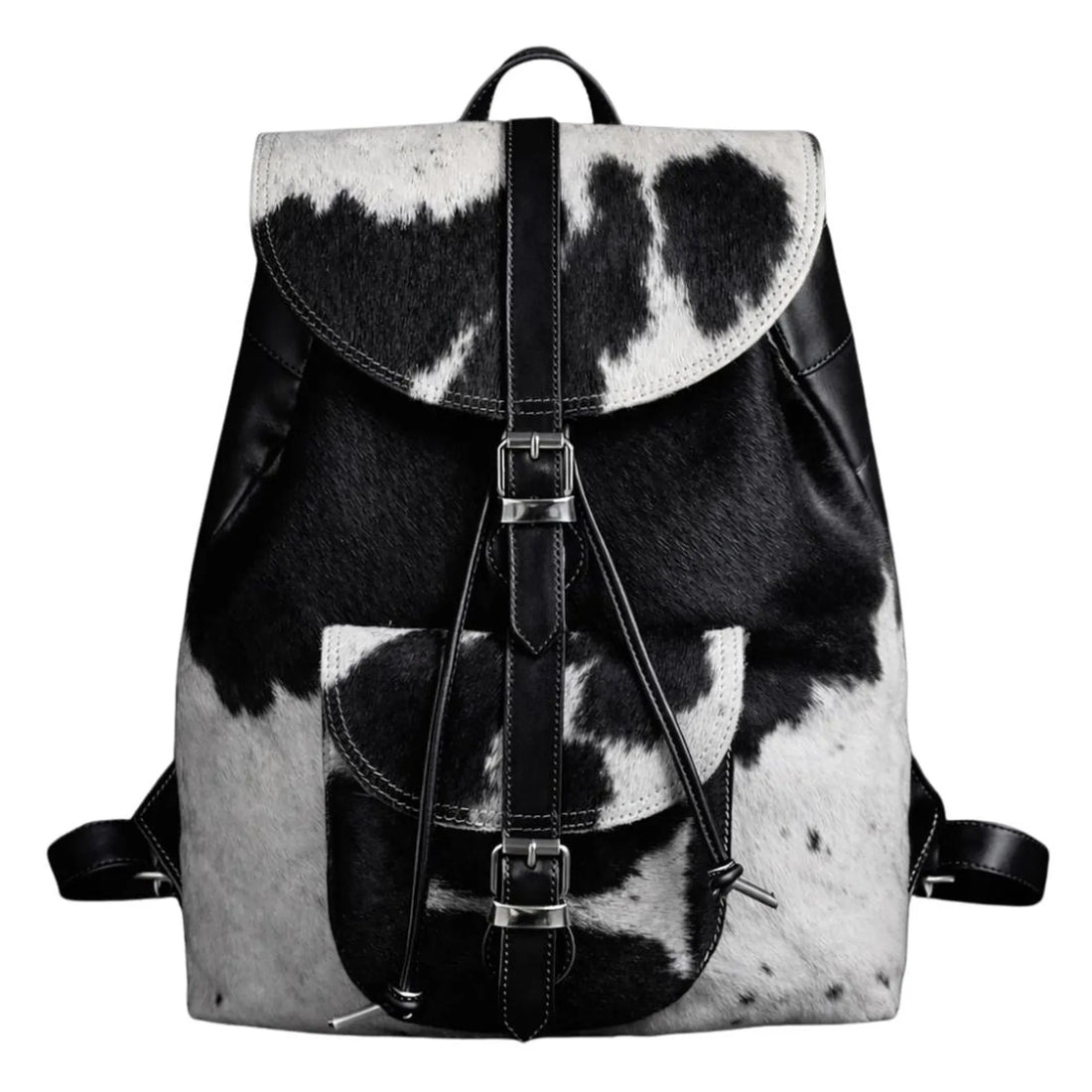 Handmade Tan & White Cow Hairon Leather Backpack  Rustic Chic Unique Everyday Use Bag