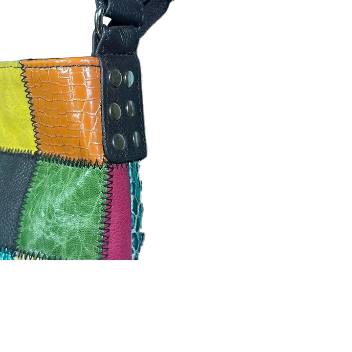 Cow Finish Leather Tote Bag Western Patchwork Bohemian Style