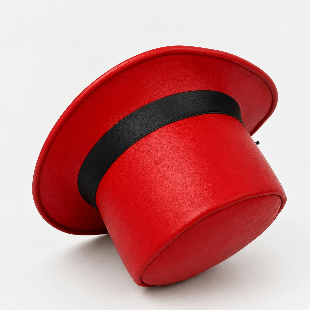 Men Women Red Leather Top Hat Steampunk Gothic Victorian Halloween Costume