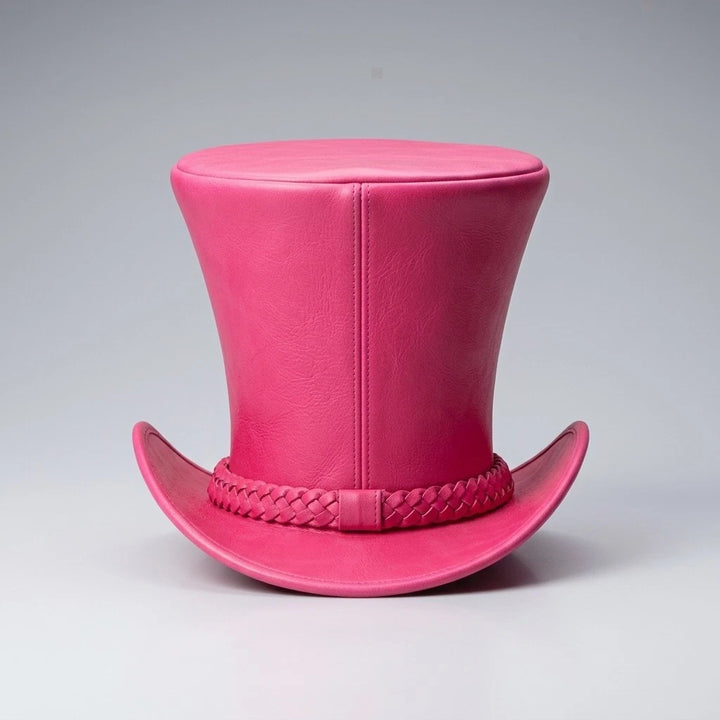 NEWHYPEINTERNATIONAL Premium Pink Steampunk Victorian Top Hat with Skull Accent