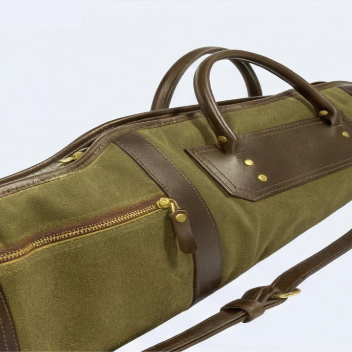 Classic Green Canvas  Leather Rifle Case  Padded Hunting Sleeve