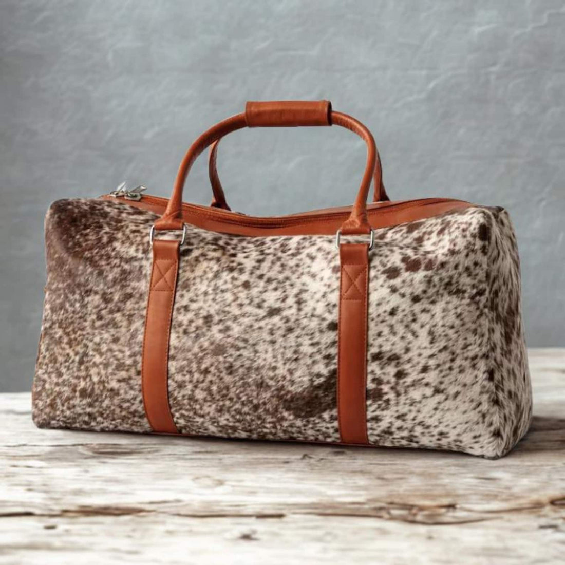 Handmade Hair On Cowhide Leather Duffle Weekender Travel Overnight Western Gift for Him Her