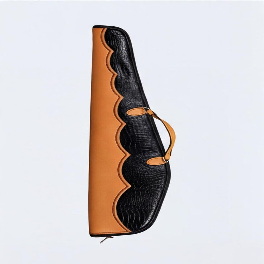 Embossed Elephant Print Leather Rifle Case  Padded Hunting Sleeve