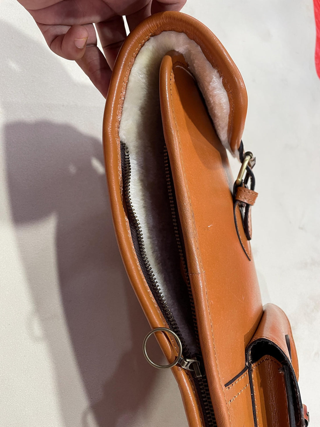 45 Tan Leather Rifle Scabbard  Western Gun Scabbard with Fur Lining