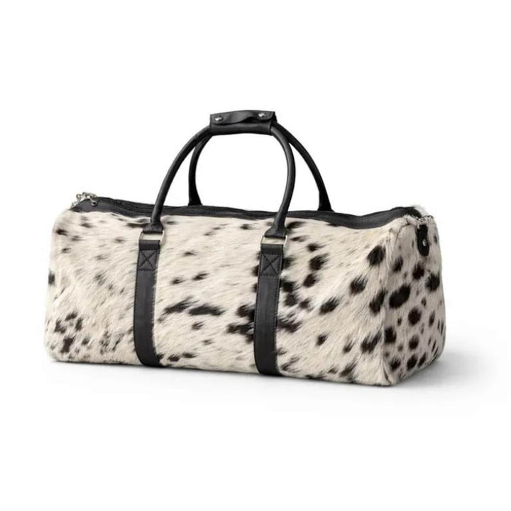 Genuine Hairon Cowhide Duffle Bag Leather Overnight Travel Weekender Gift Bag