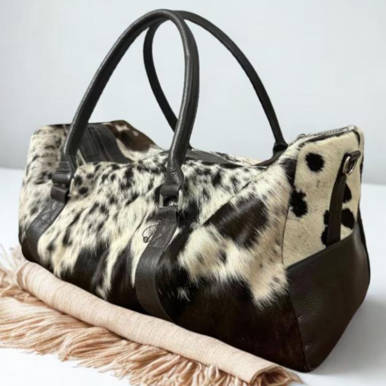 Personalized Hair On Cowhide Leather Weekender Travel Bag