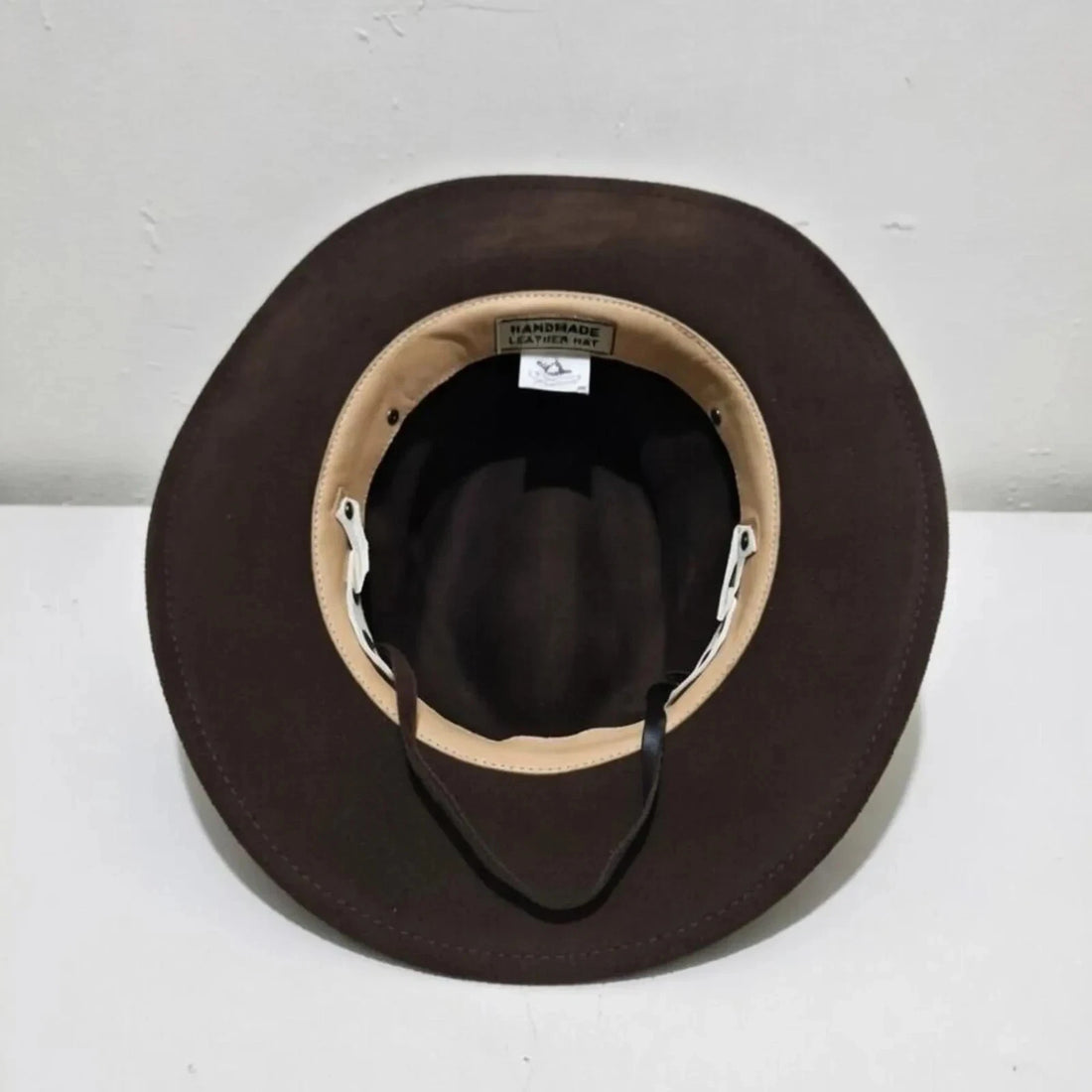 Premium Brown Leather Cowboy Hat Festival Gothic Western Hat Chin Strap