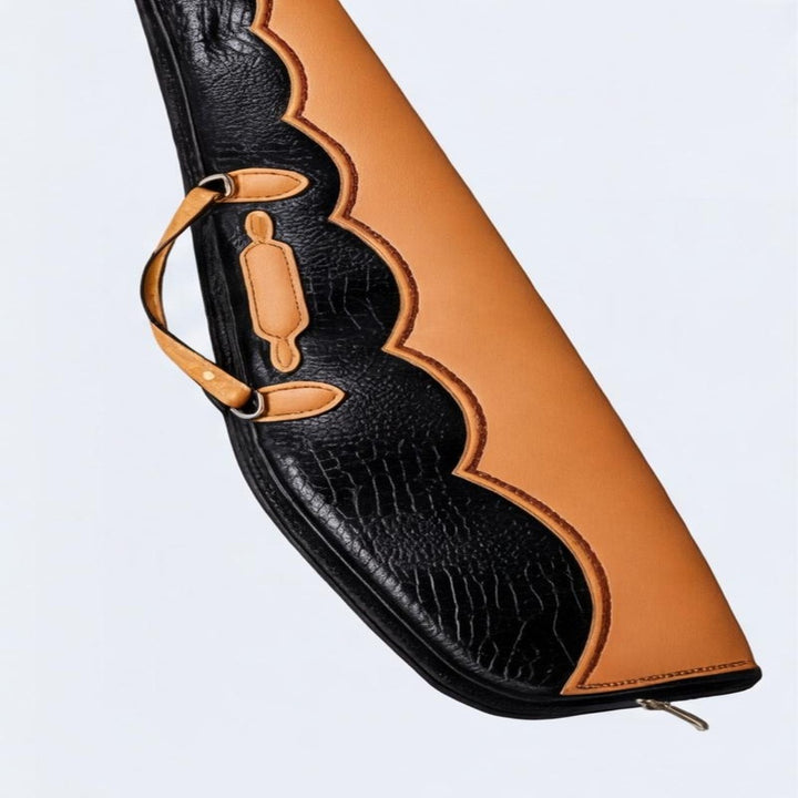 Embossed Elephant Print Leather Rifle Case  Padded Hunting Sleeve
